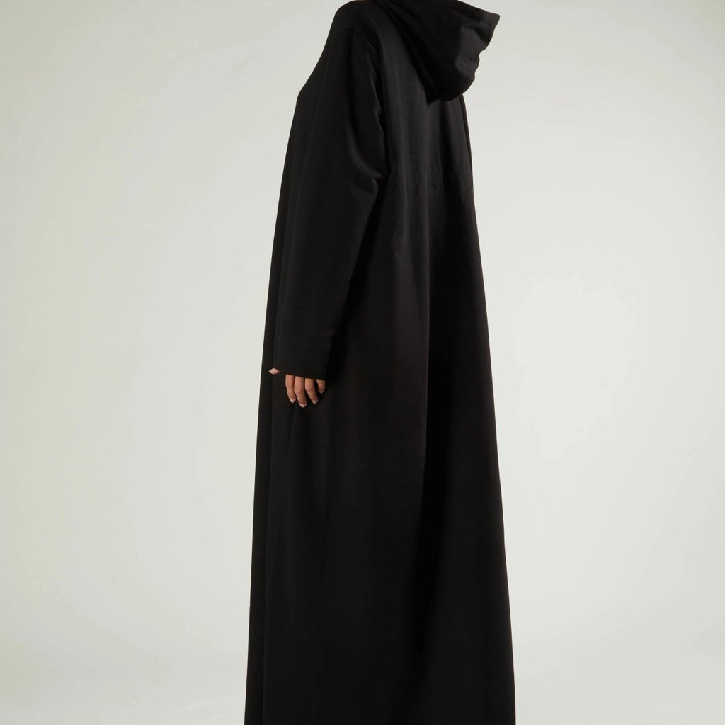 Mariam's Collection French Terry Hoodie Abaya With Pockets  (MA340) — flat-lay composition