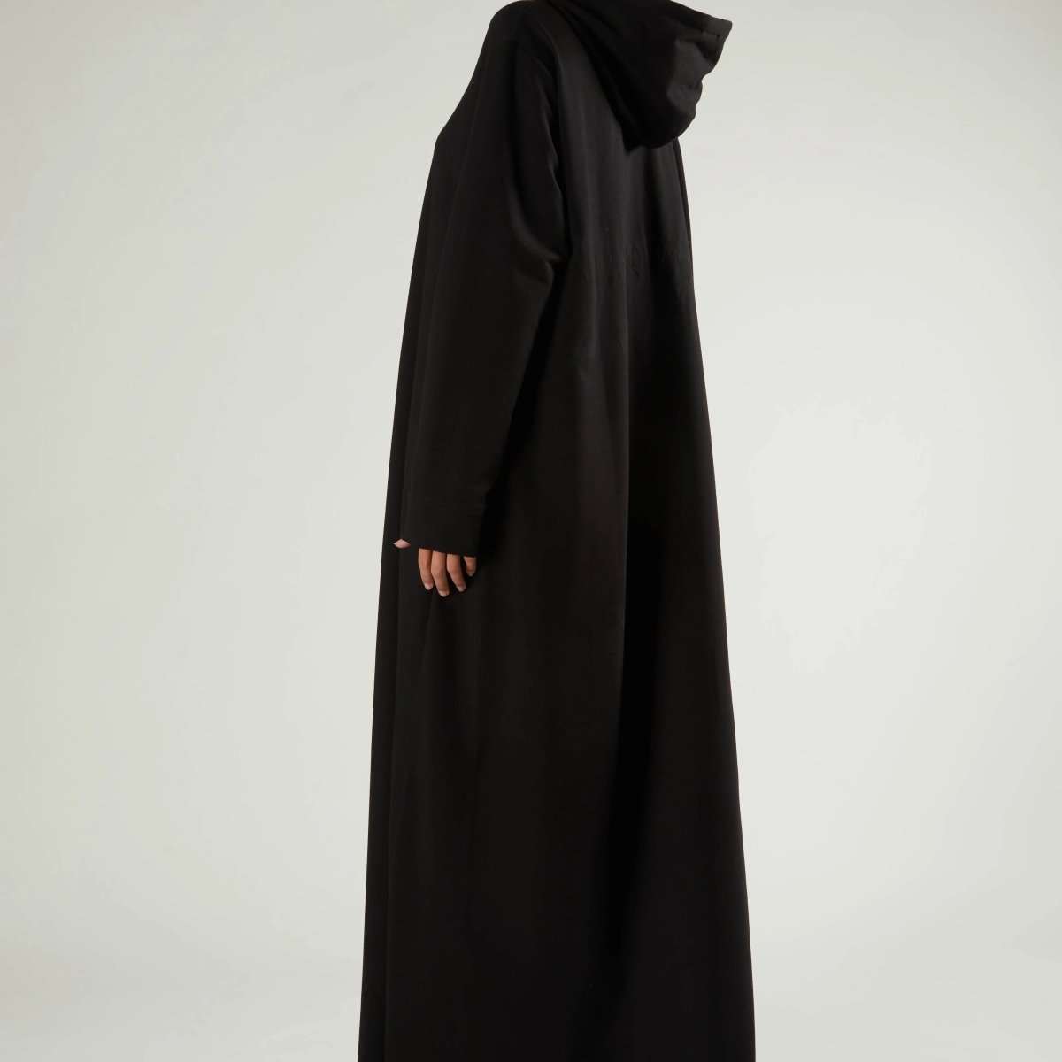 Mariam's Collection French Terry Hoodie Abaya With Pockets  (MA340) — flat-lay composition