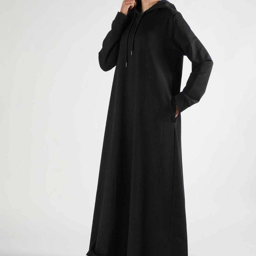Mariam's Collection French Terry Hoodie Abaya With Pockets  (MA340) — product on model