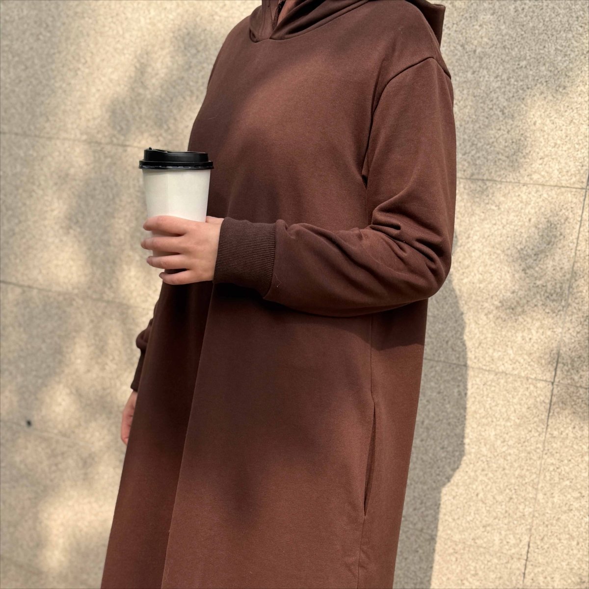 Mariam's Collection French Terry Hoodie Abaya With Pockets  (MA340) — detail shot 10