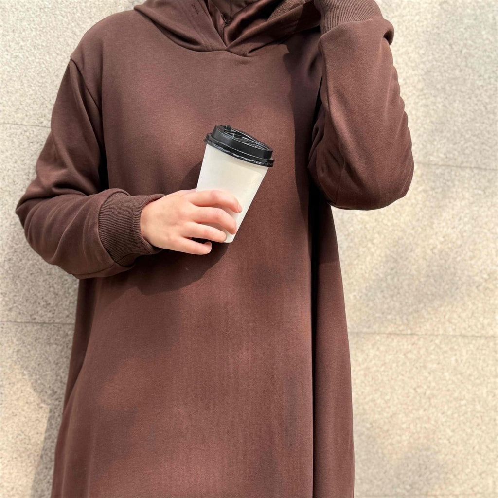 Mariam's Collection French Terry Hoodie Abaya With Pockets  (MA340) — fabric or material detail