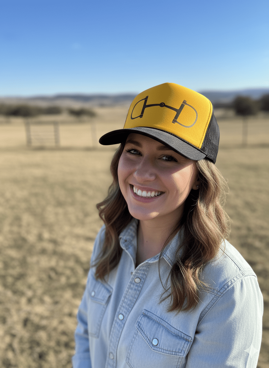 Wild Junkie Western Horse Bit Trucker Hat — construction detail