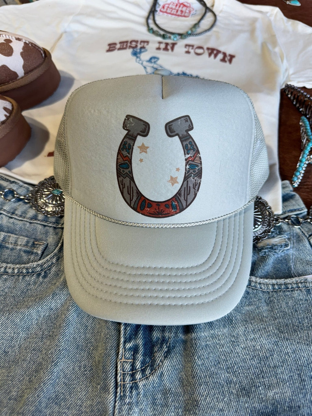 Wild Junkie Horse Shoe Trucker Hat — main product shot