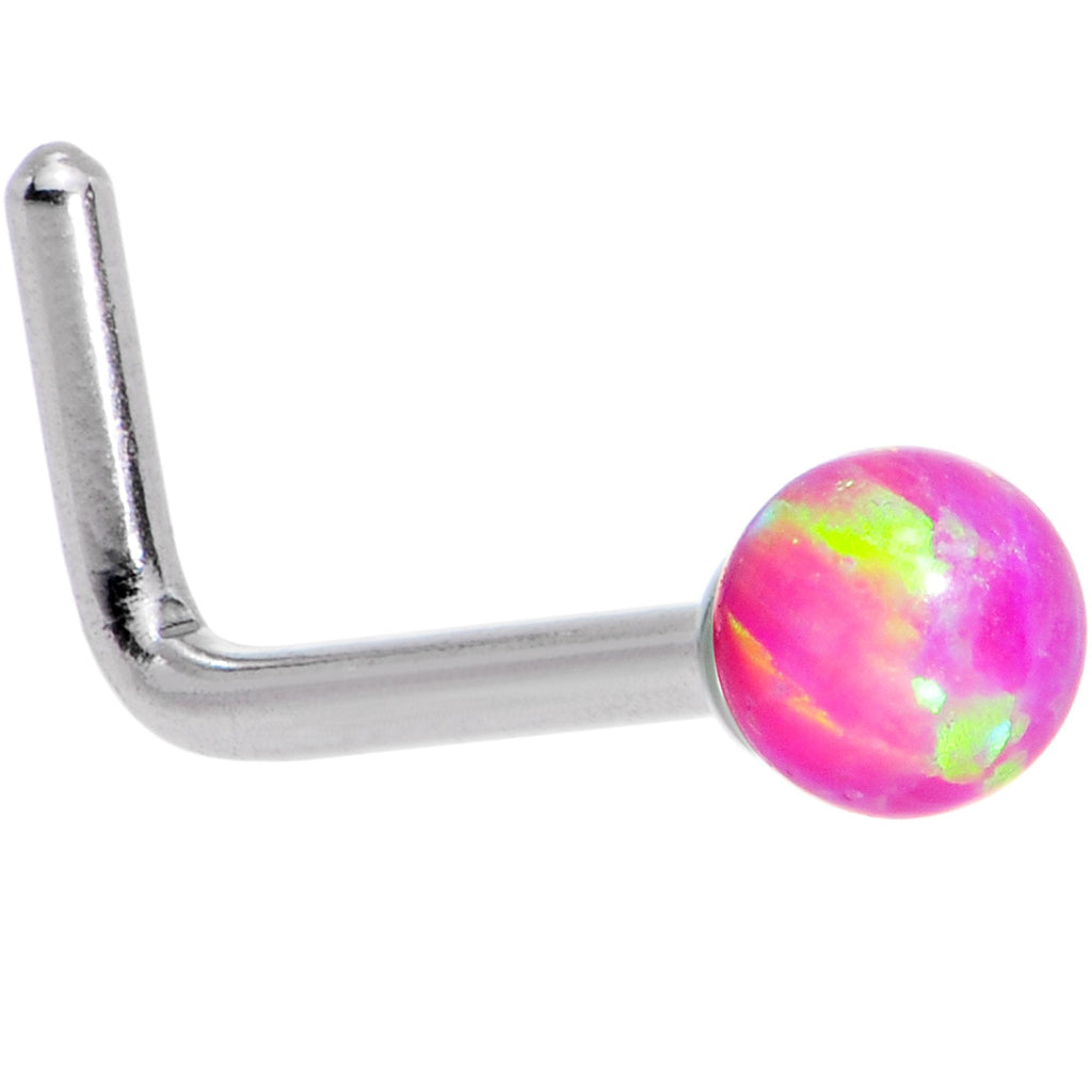 BodyCandy Pink 2.5mm Synthetic Opal Ball L-Shape Nose Ring — main product shot