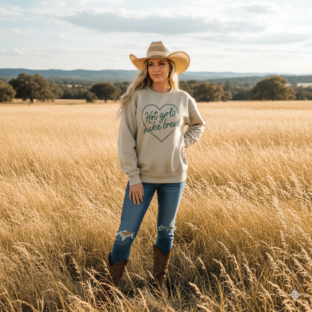 Wild Junkie Hot Girls Make Bread Graphic Sweatshirt — construction detail