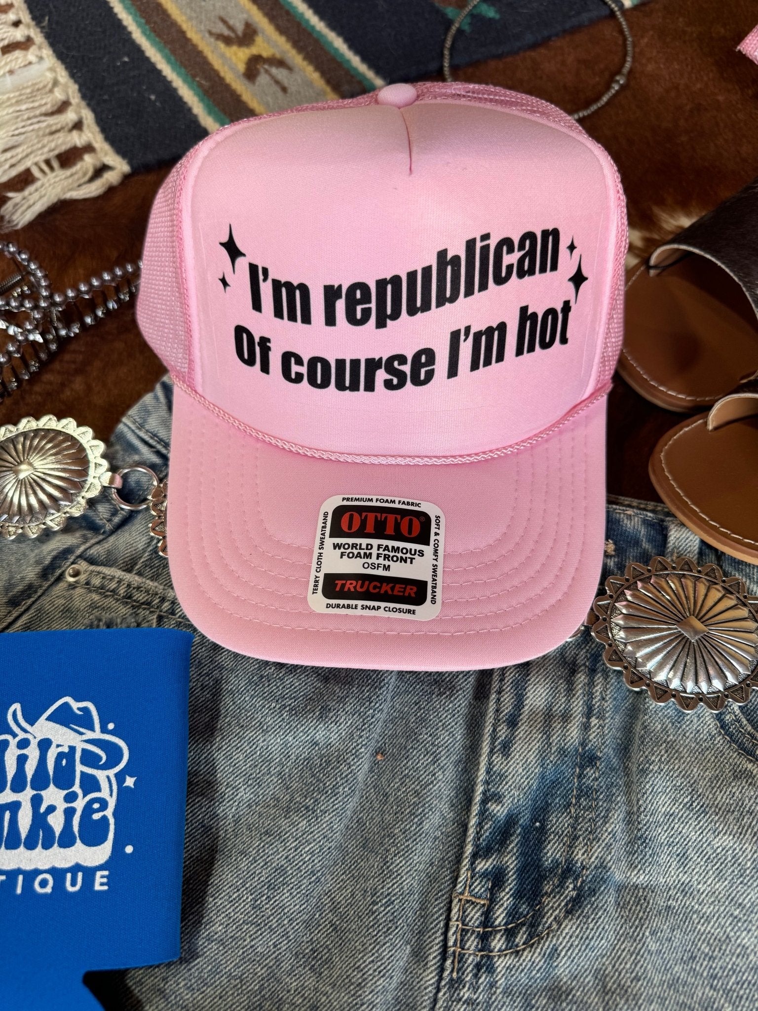 Wild Junkie Hot Republican Trucker Hat — construction detail