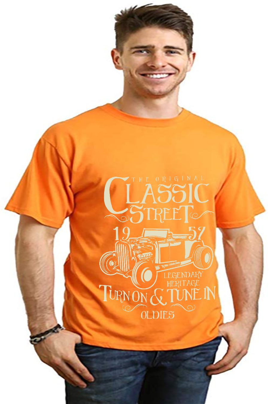 Spun Bamboo Hot Rod Classic Men's Bamboo Viscose/Organic Cotton Short Sleeve Graphic T-Shirt — back view