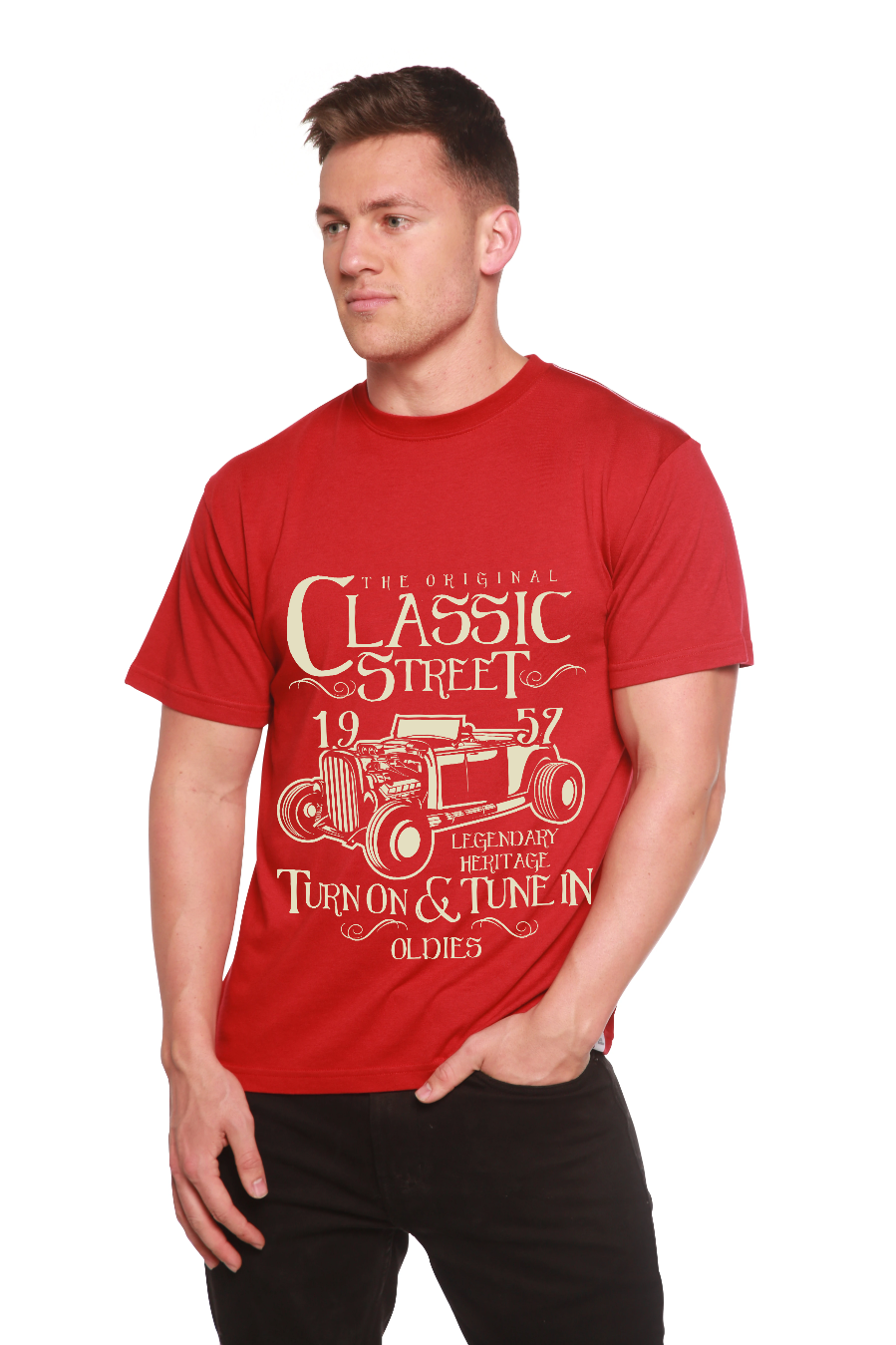 Spun Bamboo Hot Rod Classic Men's Bamboo Viscose/Organic Cotton Short Sleeve Graphic T-Shirt — alternative angle