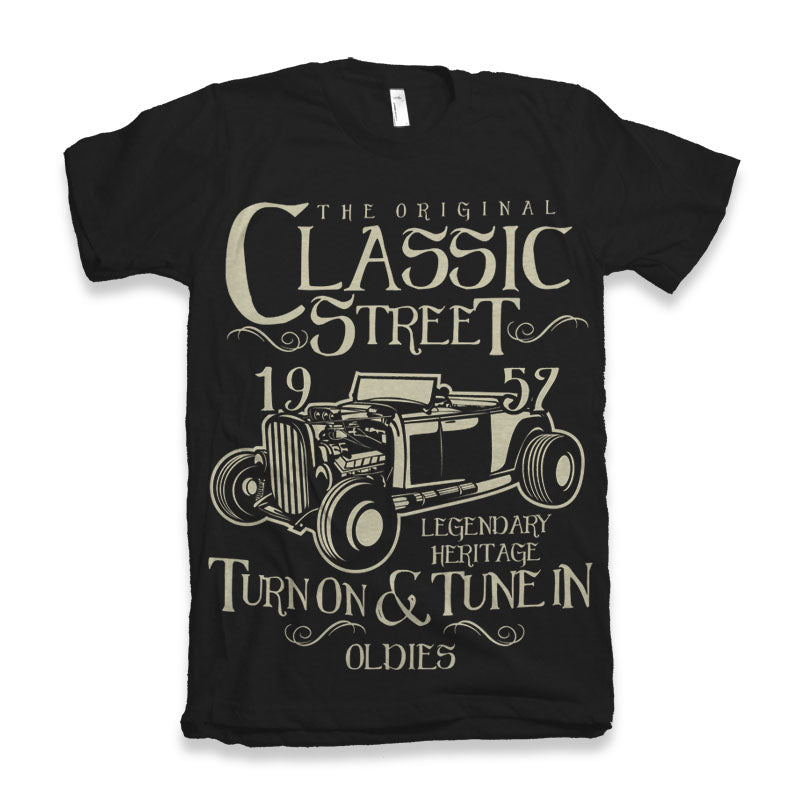 Spun Bamboo Hot Rod Classic Men's Bamboo Viscose/Organic Cotton Short Sleeve Graphic T-Shirt — detail close-up