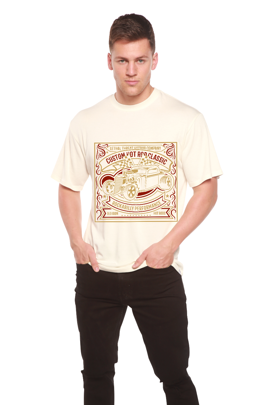 Spun Bamboo Hot Rod Men's Bamboo Viscose/Organic Cotton Short Sleeve Graphic T-Shirt — back view