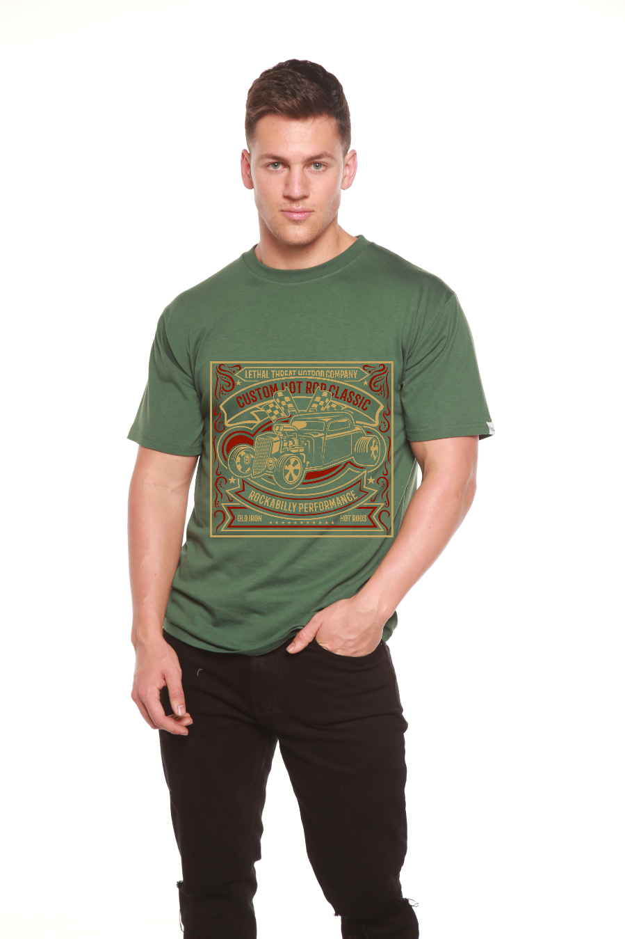 Spun Bamboo Hot Rod Men's Bamboo Viscose/Organic Cotton Short Sleeve Graphic T-Shirt — comparison shot