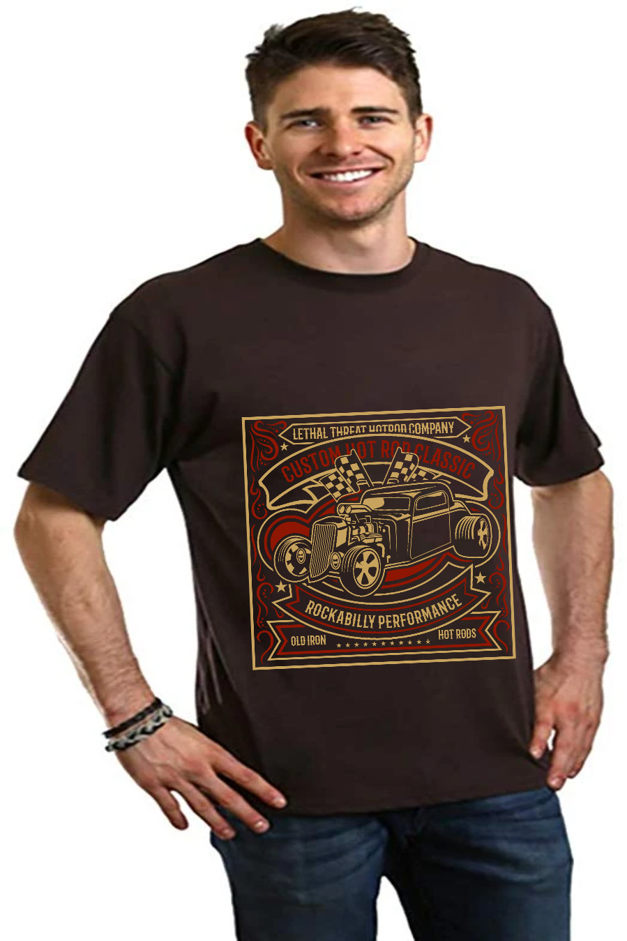 Spun Bamboo Hot Rod Men's Bamboo Viscose/Organic Cotton Short Sleeve Graphic T-Shirt — in-use photo