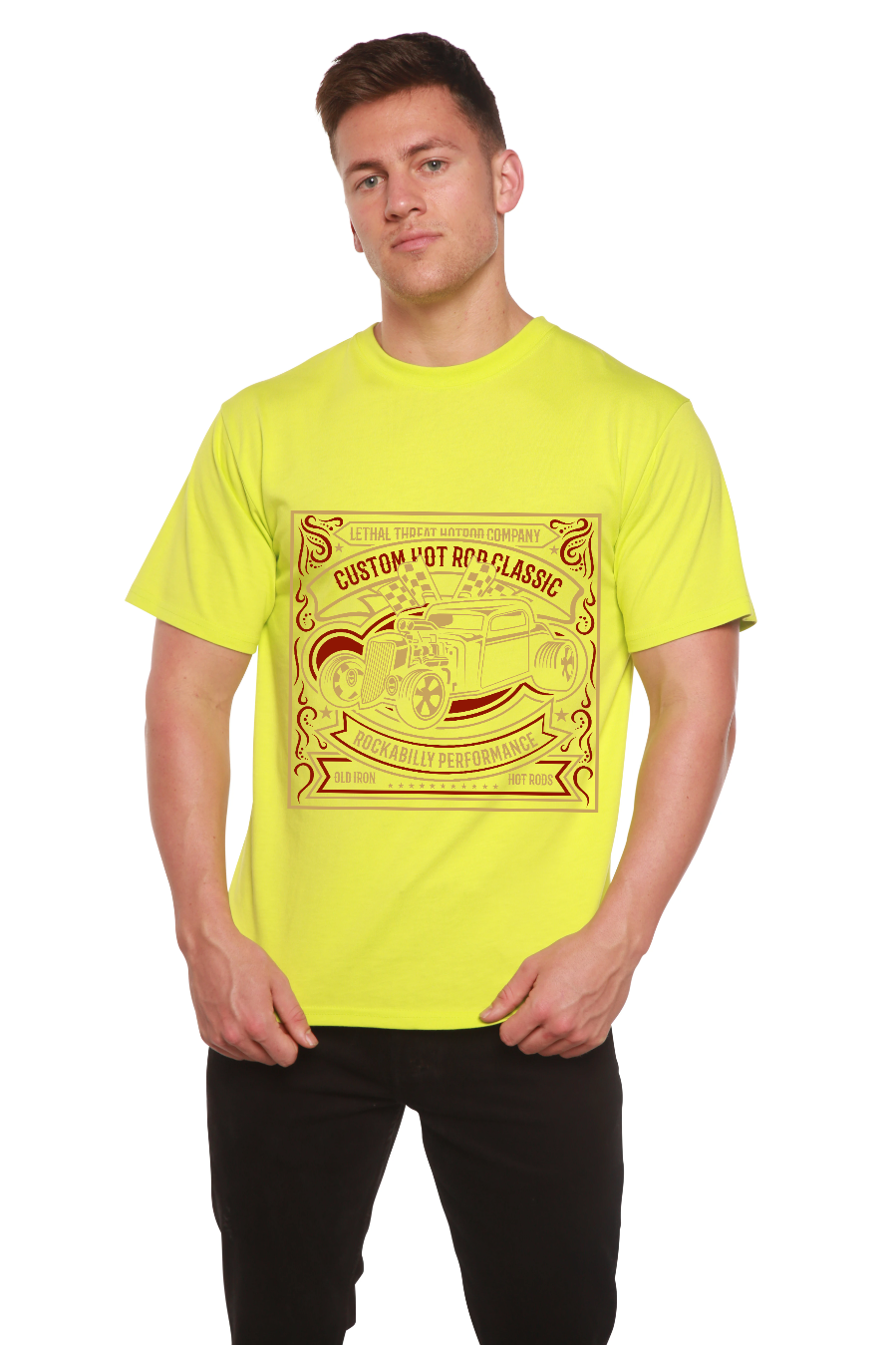 Spun Bamboo Hot Rod Men's Bamboo Viscose/Organic Cotton Short Sleeve Graphic T-Shirt — color detail