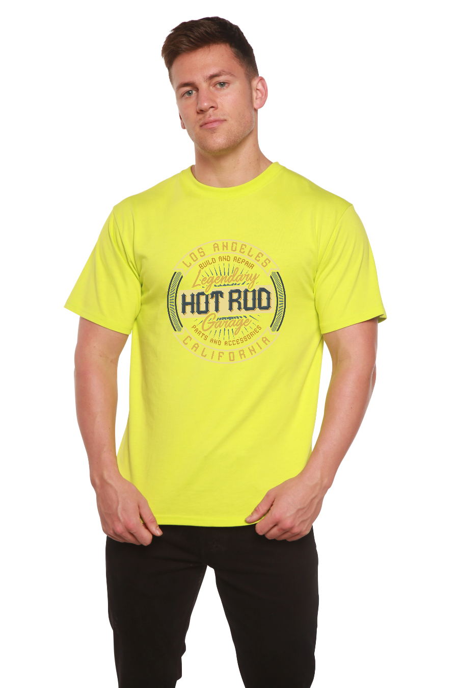 Spun Bamboo HOT ROO Men's Bamboo Viscose/Organic Cotton Short Sleeve Graphic T-Shirt — in-use photo