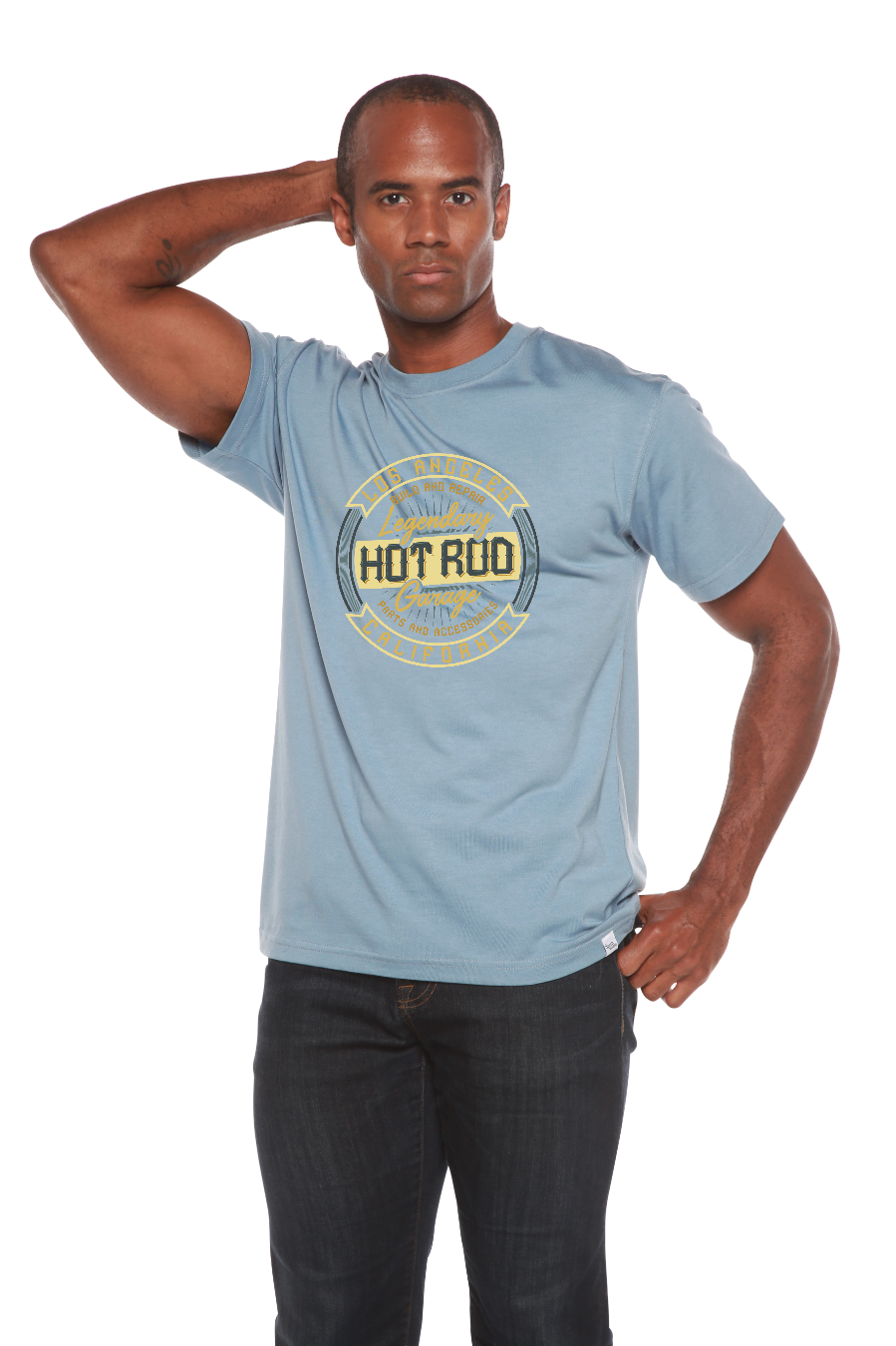 Spun Bamboo HOT ROO Men's Bamboo Viscose/Organic Cotton Short Sleeve Graphic T-Shirt — flat-lay composition