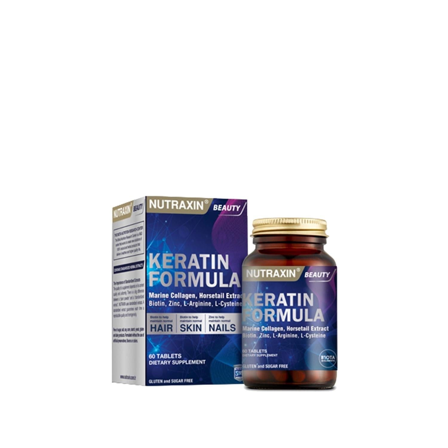 Nutraxin Keratin Formula - 60 Tablets | Hair, Skin & Nail Support
