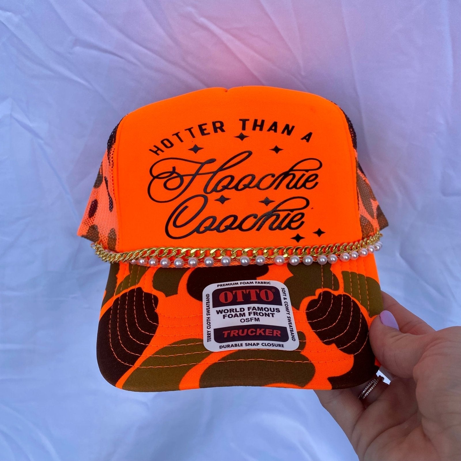 Coco & Rho Hotter than a hoochie coochie- Trucker Hat — main product shot