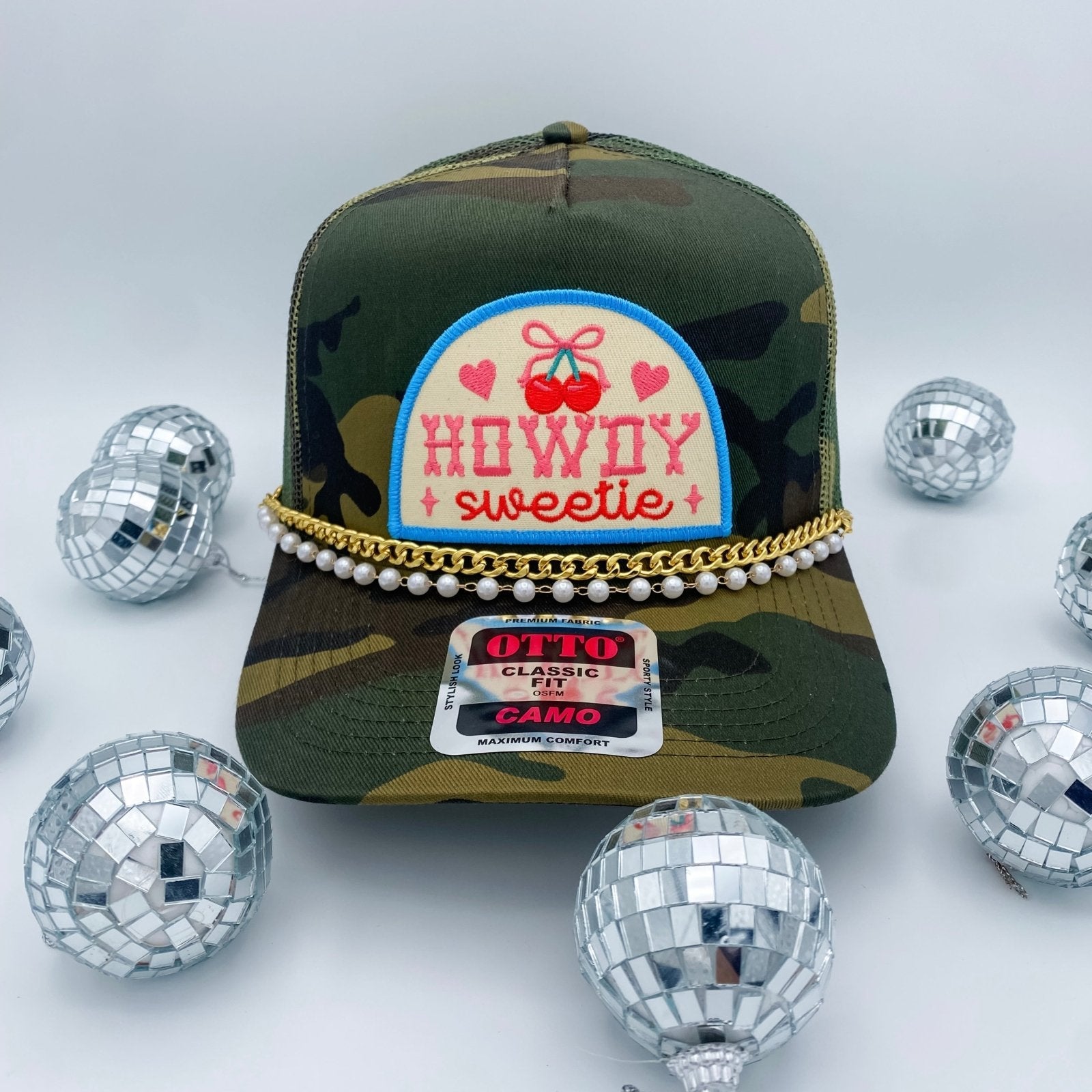 Coco & Rho Howdy Sweetie Camo- Trucker Hat — main product shot