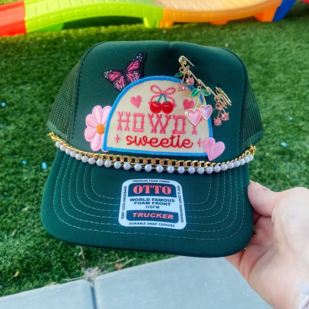 Coco & Rho Howdy Sweetie Charmed V1- Trucker Hat Dark Green — main product shot