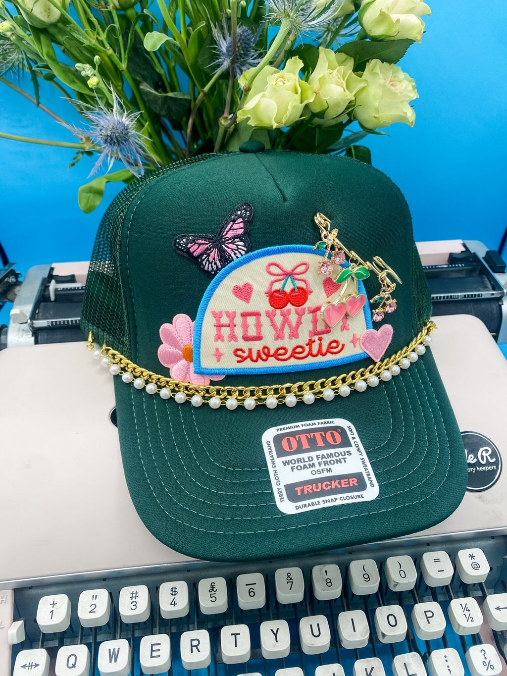 Coco & Rho Howdy Sweetie Charmed V3- Trucker Hat Dark Green — lifestyle context
