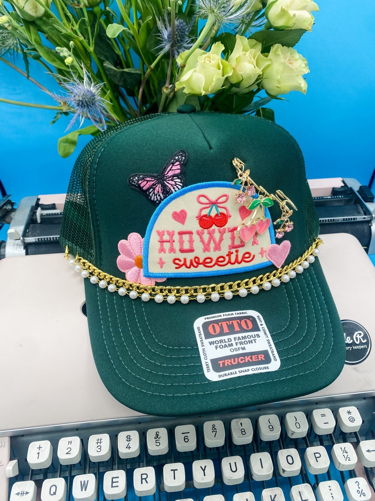 Coco & Rho Howdy Sweetie Charmed V3- Trucker Hat Dark Green — lifestyle context