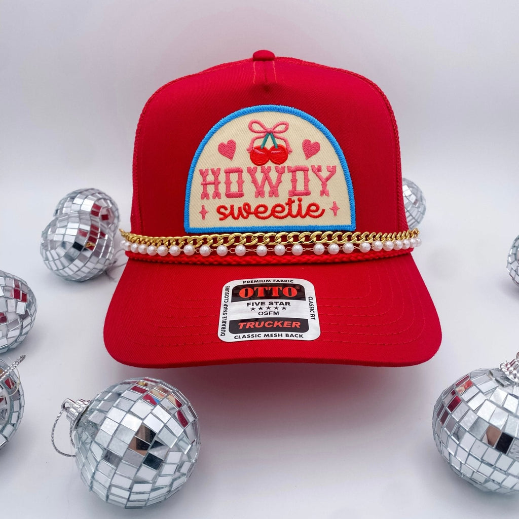 Coco & Rho Howdy Sweetie Red- Trucker Hat — main product shot