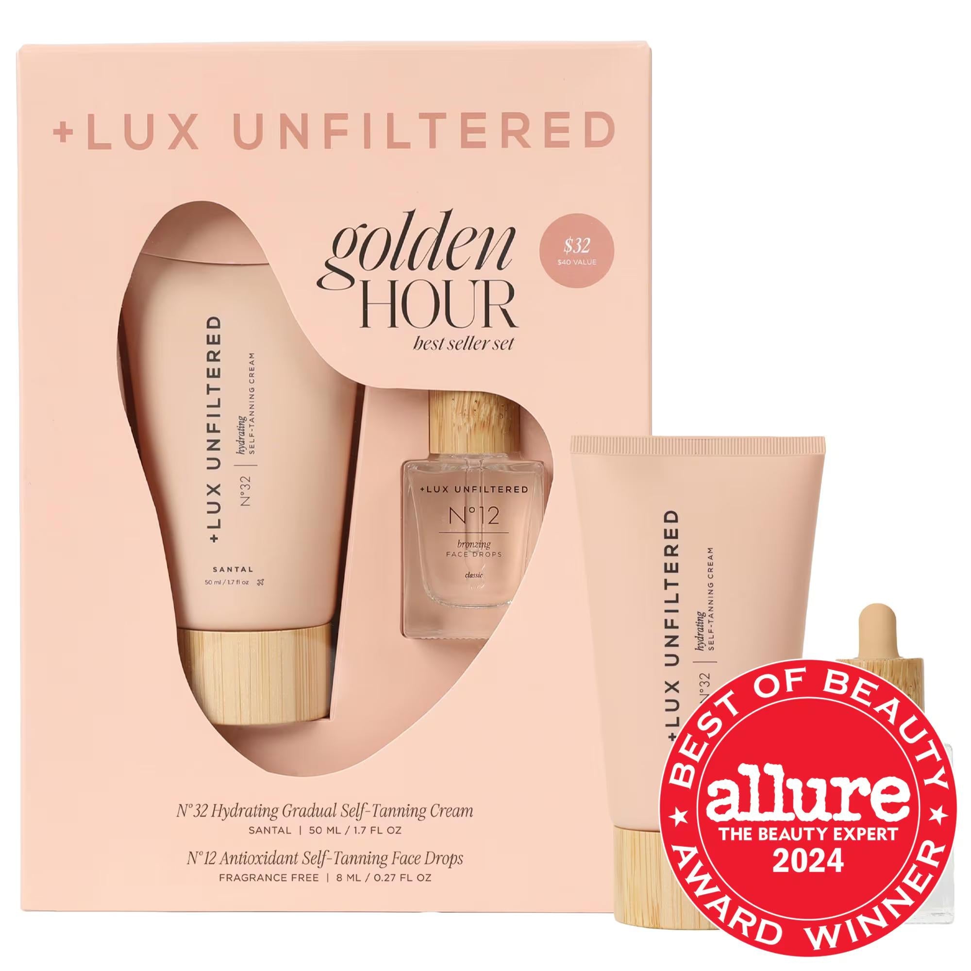 Mini Golden Hour: Hydrating Self Tanning Kit | Gradual Tan, Vegan, Cruelty-Free, Hyaluronic Acid + Face Drops - Natural-Looking Sunless Tan