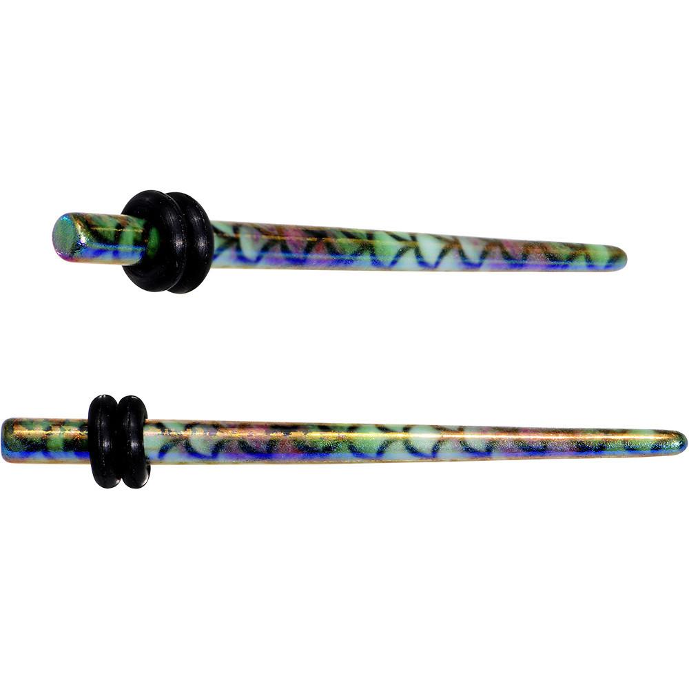 BodyCandy Rainbow Acrylic Mermaid Scale Straight Taper Set 14G to 12mm — alternative angle