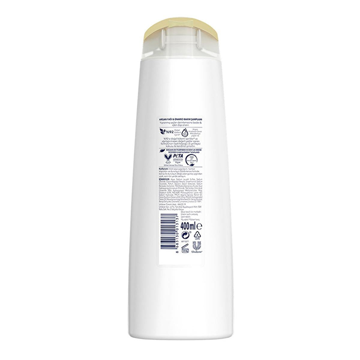 Dove Argan Oil Repair Shampoo - Deeply Nourishes Damaged Hair, Vegan & Natural - Paraben Free, Sustainable & Moisturizing - 13.53 fl oz