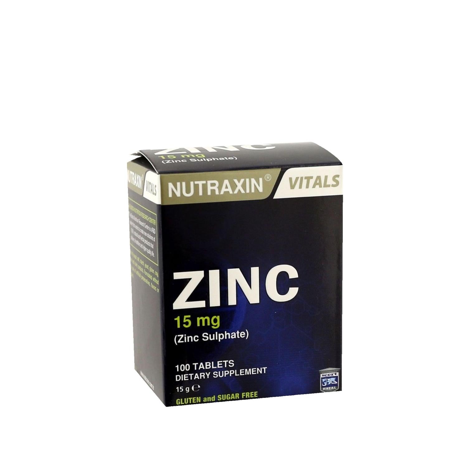 Nutraxin Zinc Sulphate 15mg 100 Tablets - Immune System Support Supplement