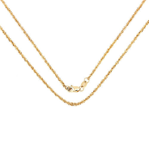 14K Yellow Gold 18inch 1.5mm Lite Rope Chain with Lobster Clasp