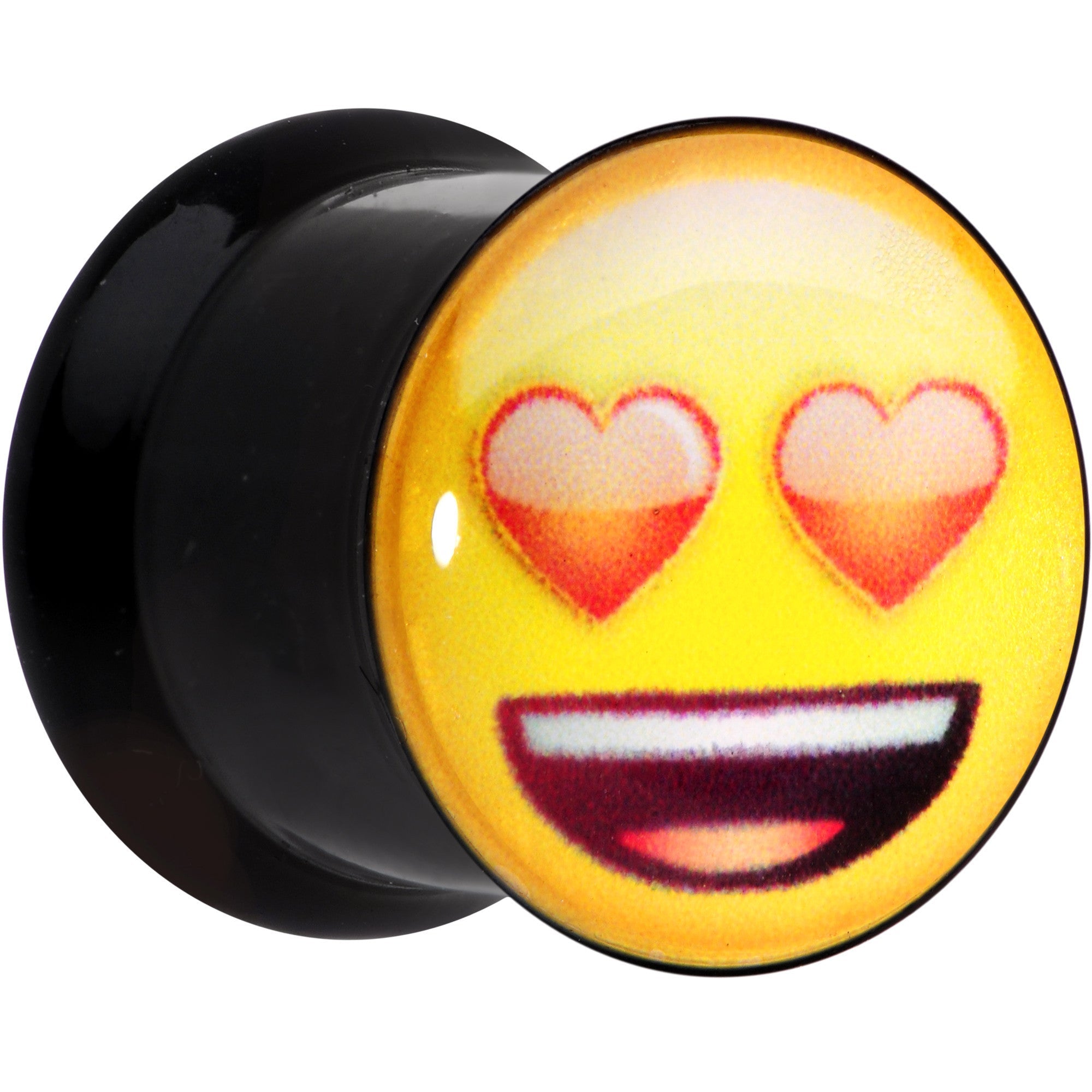 BodyCandy 7/16 Licensed Heart Eyes emoji Acrylic Double Flare Plug Set — construction detail