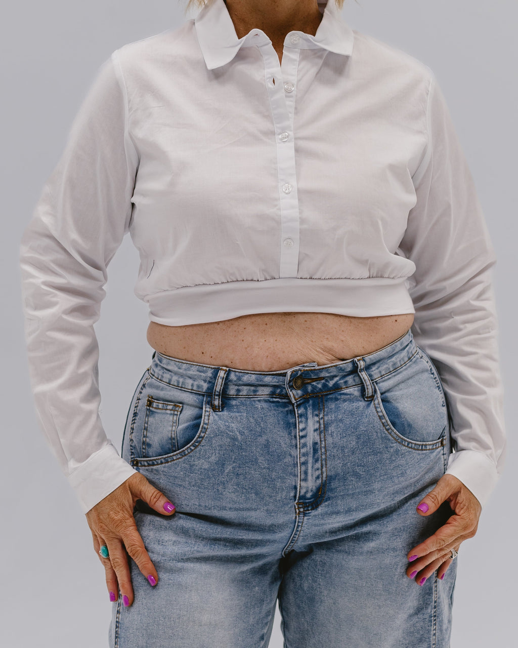 HALFTEE Layering Fashions Collared Button Down Halftee — main product shot