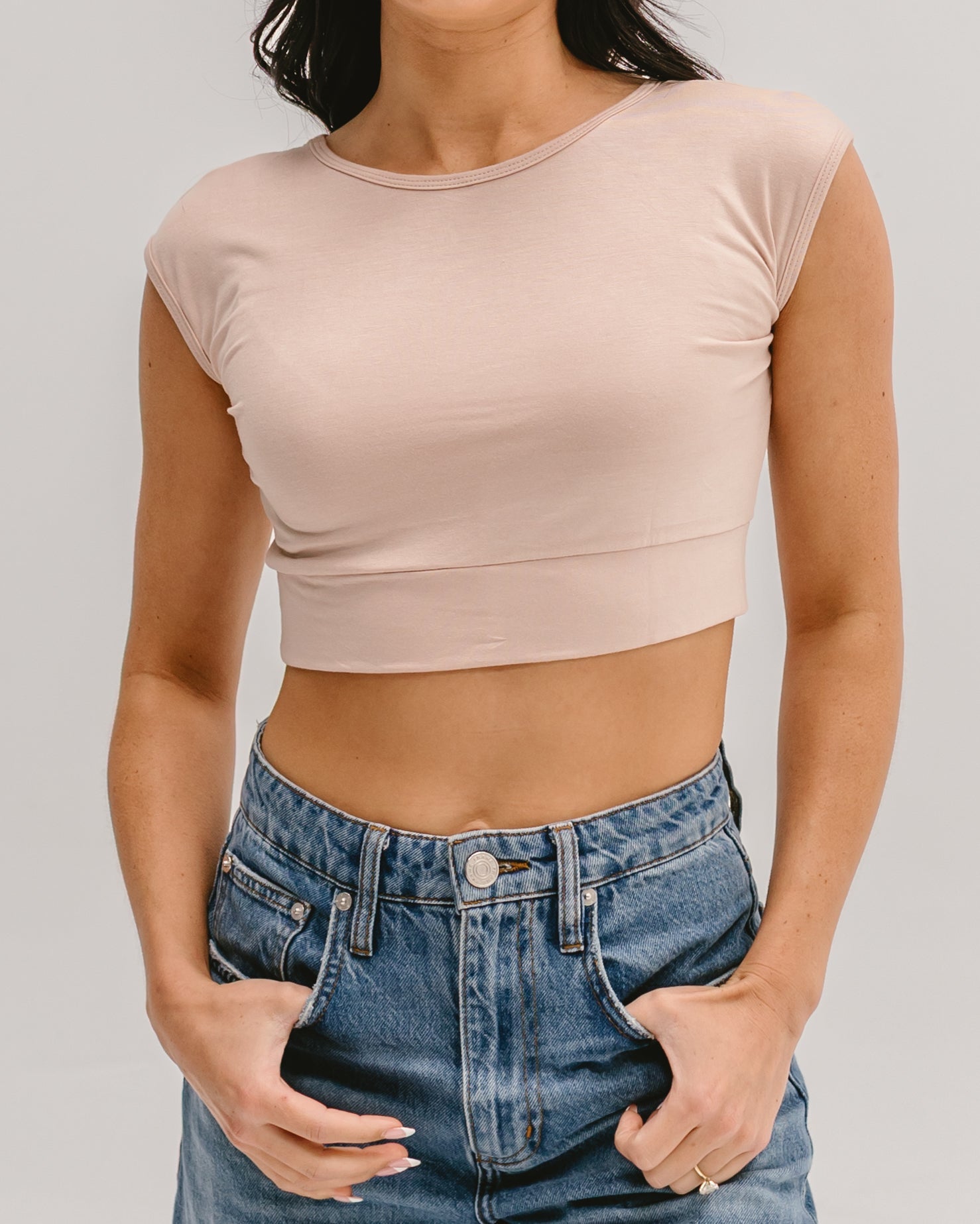 HALFTEE Layering Fashions Classic Basic Cap Sleeve — comparison shot