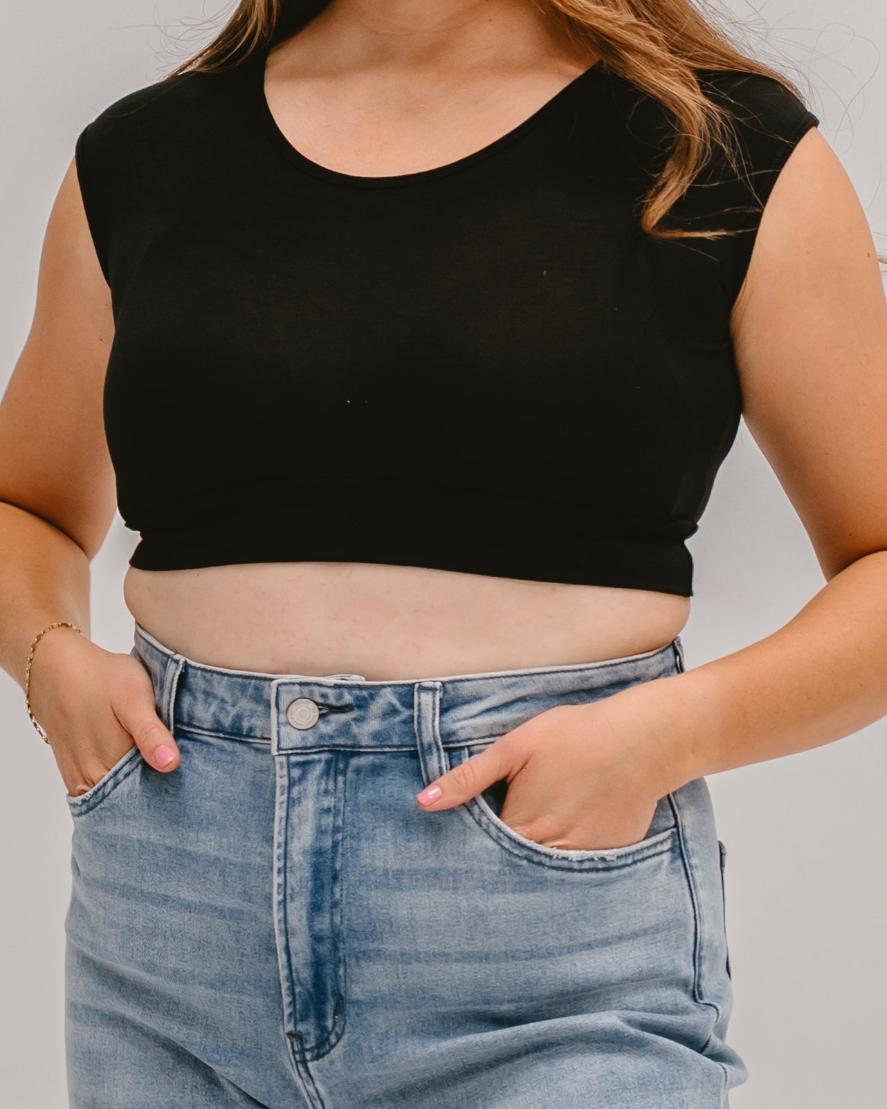 HALFTEE Layering Fashions Classic Basic Cap Sleeve — construction detail