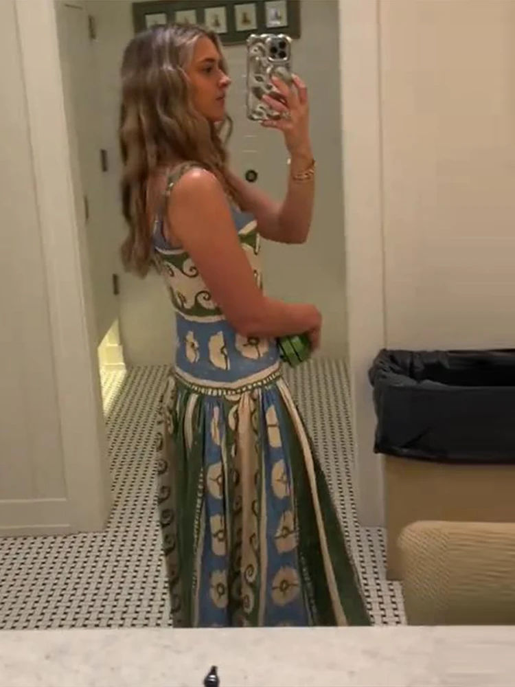 Sexy Print Sleeveless Long Dress Women Slim Backless V-Neck Sling Party Dresses 2026