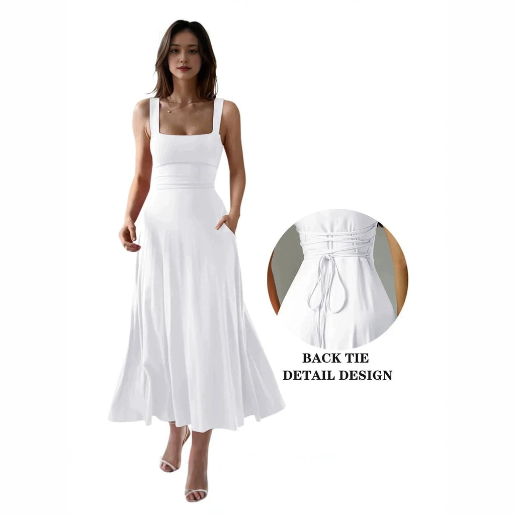 Women's Thick Strap Slim Fit Waist-Cinching Long Dress