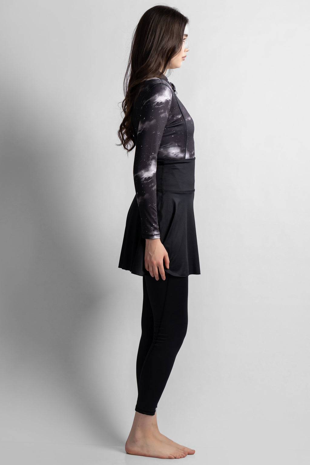 Women's 4-Piece Astromist Printed Burkini Set With Skirt