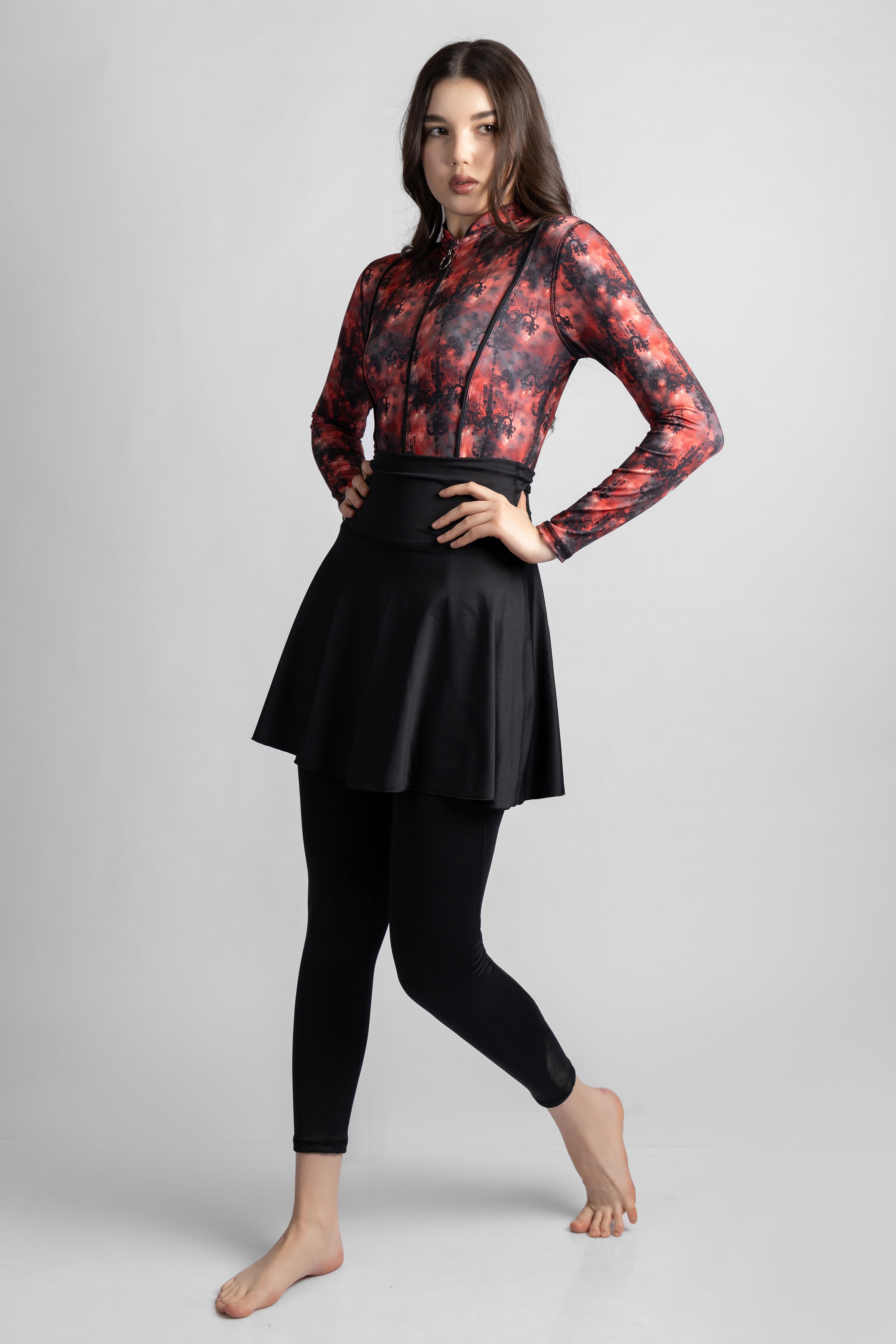 Women's Burkini Four-Piece Set With Leggings Top Turban And Skirt