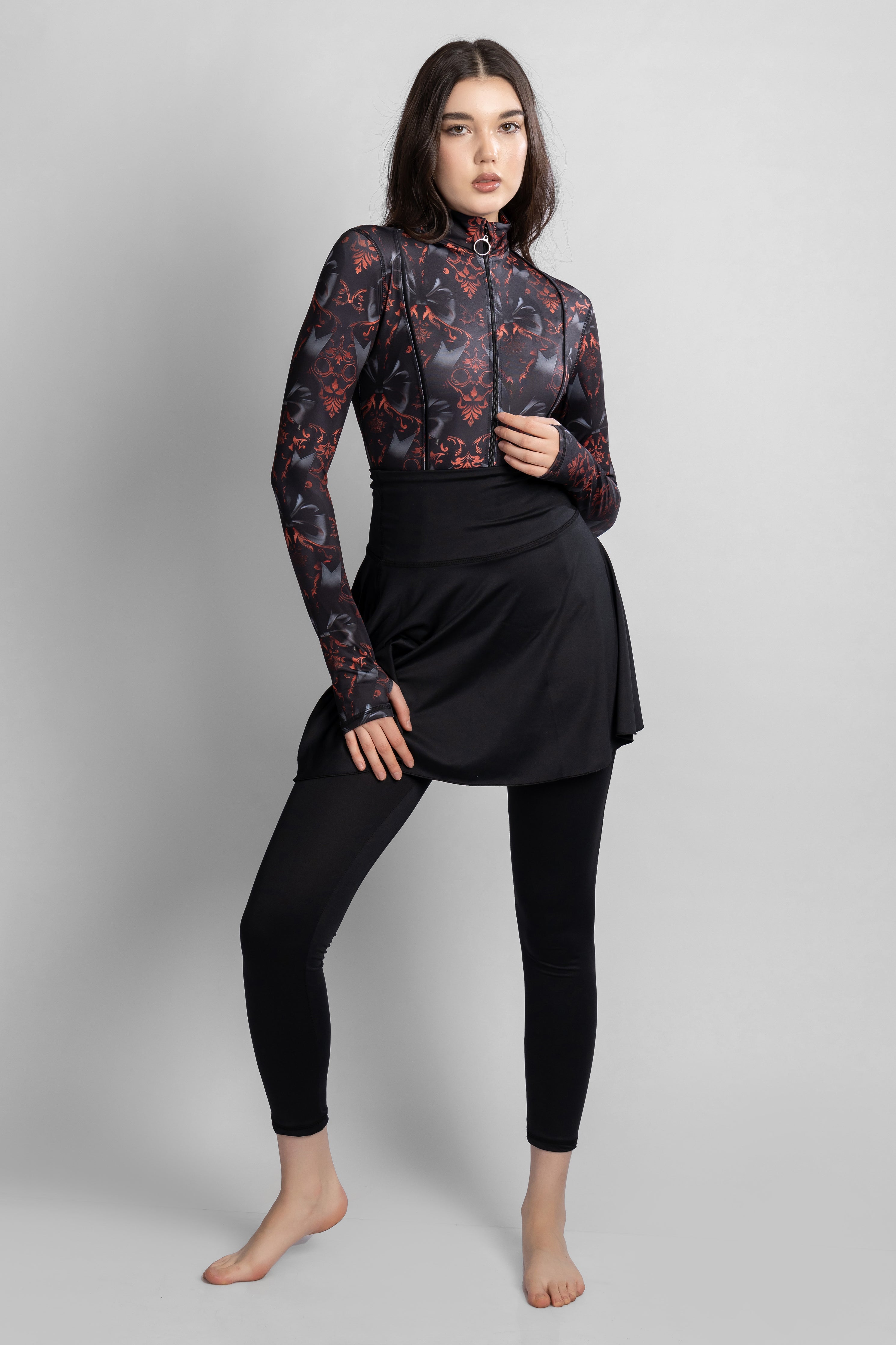 Women's 4-Piece Crimbow Printed Burkini Set With Skirt