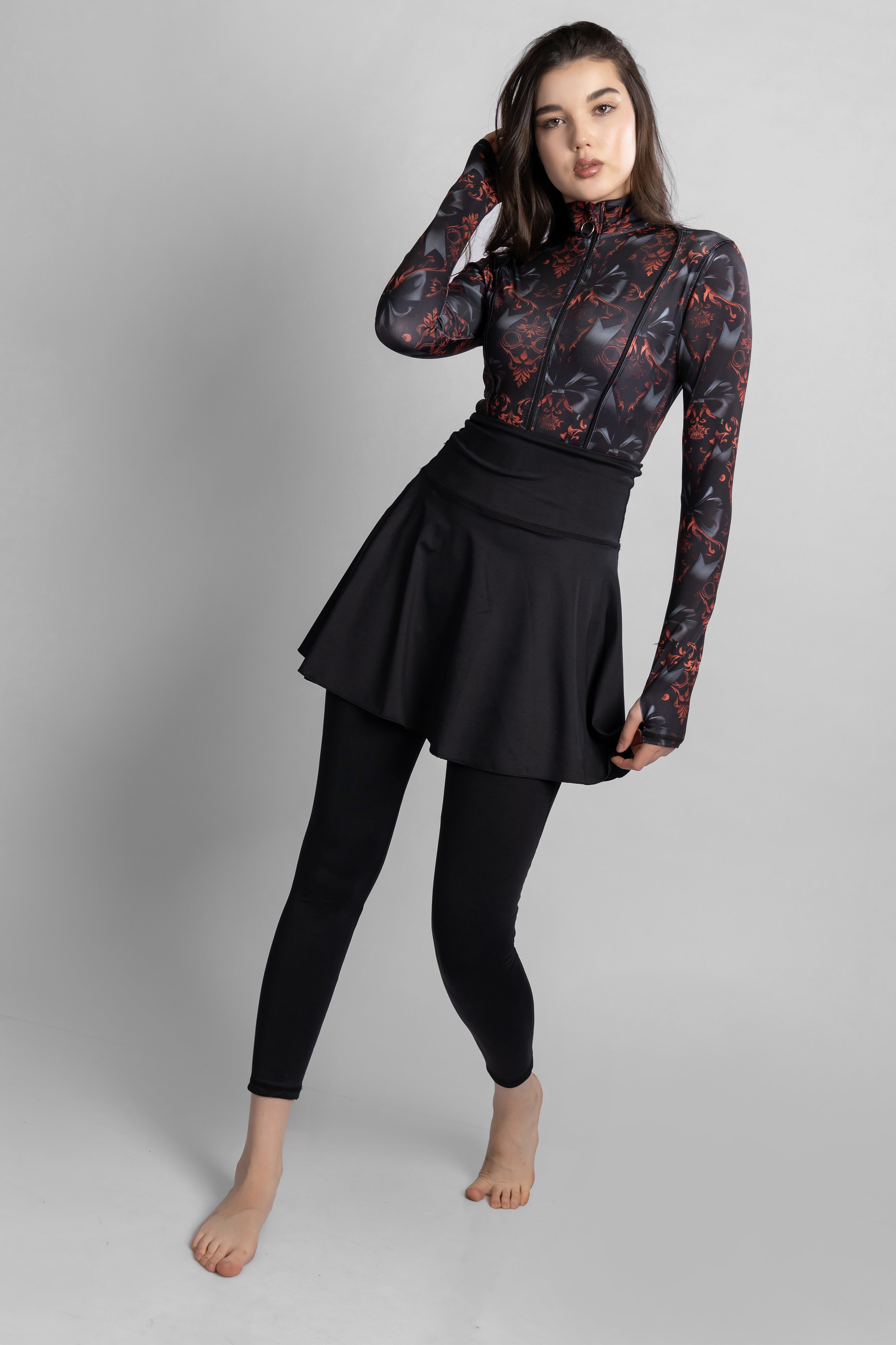 Women's 4-Piece Crimbow Printed Burkini Set With Skirt