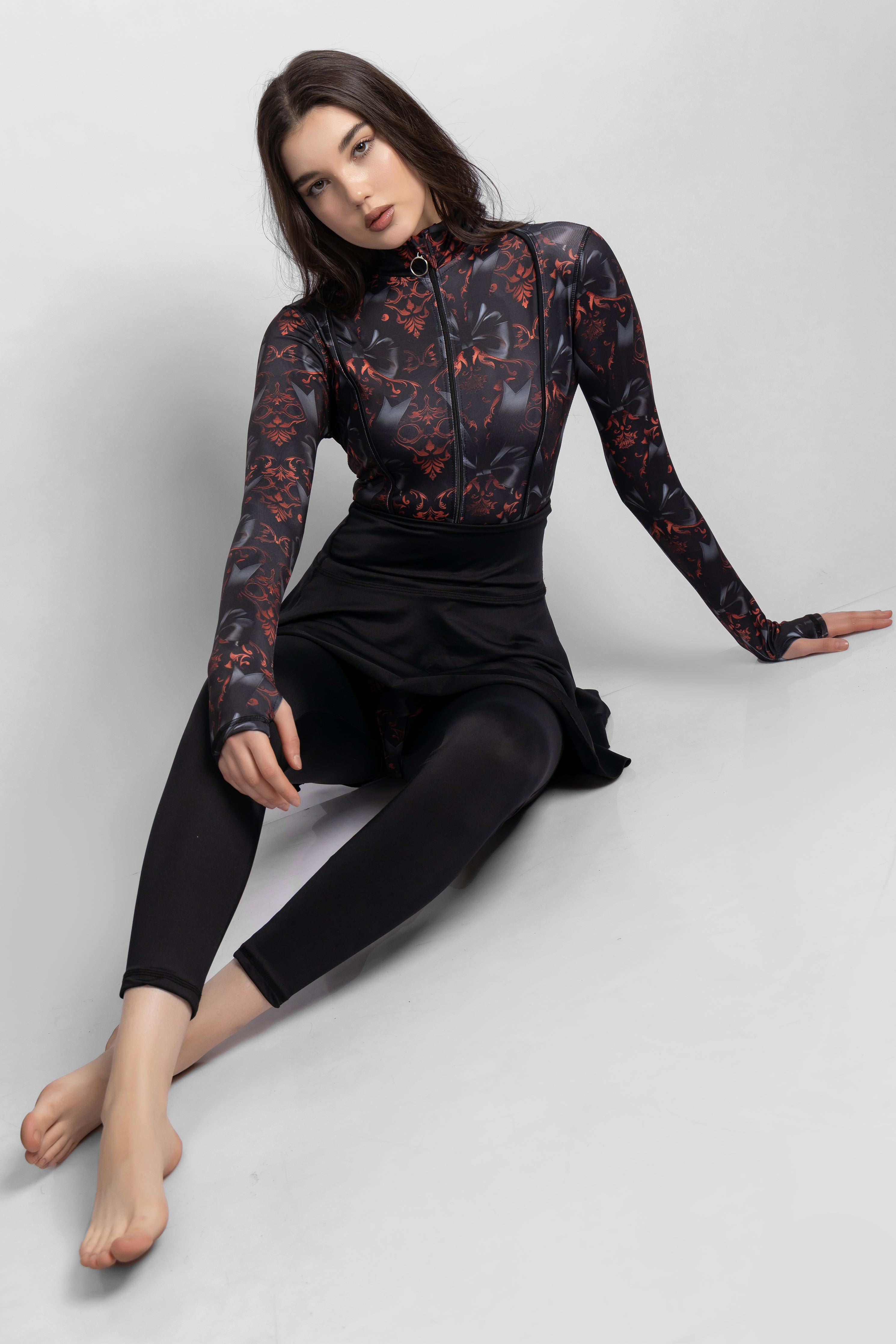 Women's 4-Piece Crimbow Printed Burkini Set With Skirt
