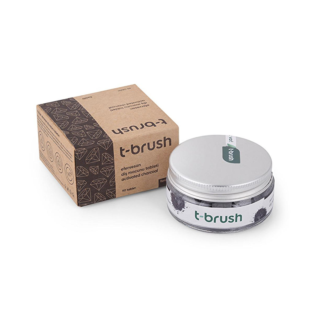 T-Brush Activated Charcoal Toothpaste Tablets - Fluoride, Vegan Formula for Sensitive Gums | 90 Tablets