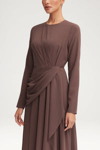 Huda Chiffon Maxi Dress - Taupe Clothing Veiled 