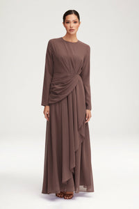 Huda Chiffon Maxi Dress - Taupe Clothing Veiled 