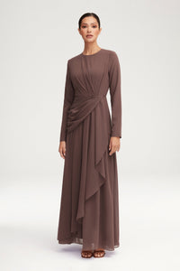 Huda Chiffon Maxi Dress - Taupe Clothing Veiled 