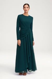 Huda Chiffon Maxi Dress - Teal Clothing Veiled 