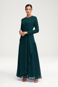 Huda Chiffon Maxi Dress - Teal Clothing Veiled 