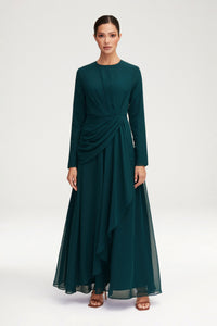 Huda Chiffon Maxi Dress - Teal Clothing Veiled 