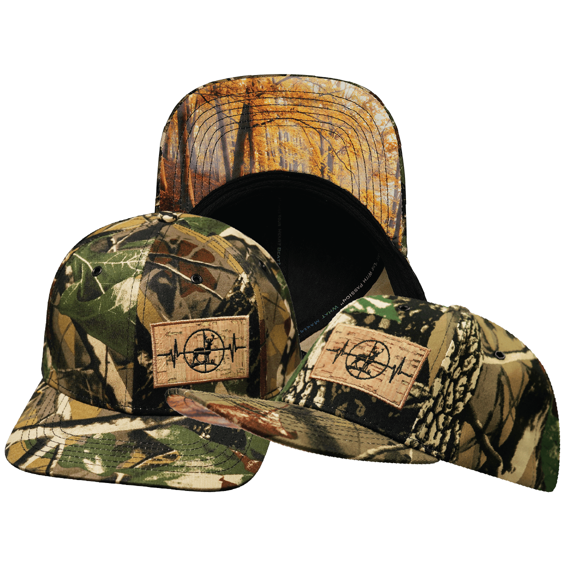 The Heartbeat Brand Hunting Baseball Hat — Tan Tree Camo — main product shot